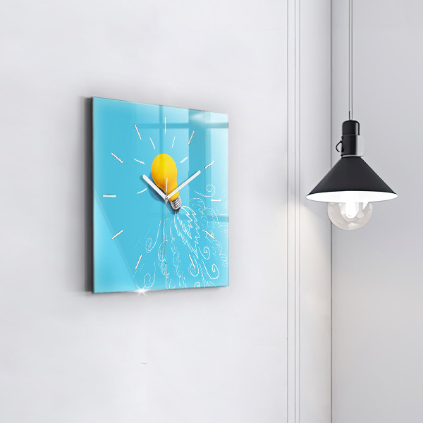 Horloge murale carrée 'Dessin d''ampoule'