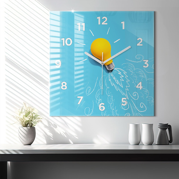 Horloge murale carrée 'Dessin d''ampoule'