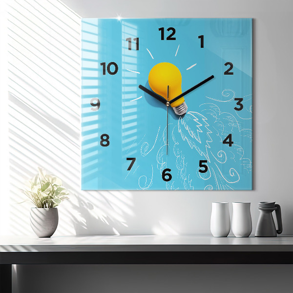 Horloge murale carrée 'Dessin d''ampoule'
