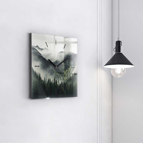 Horloge murale carrée Paysage forestier