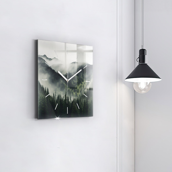 Horloge murale carrée Paysage forestier