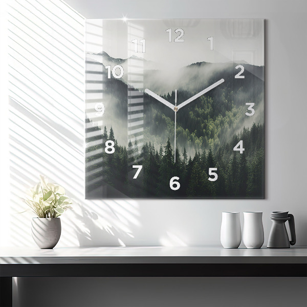 Horloge murale carrée Paysage forestier