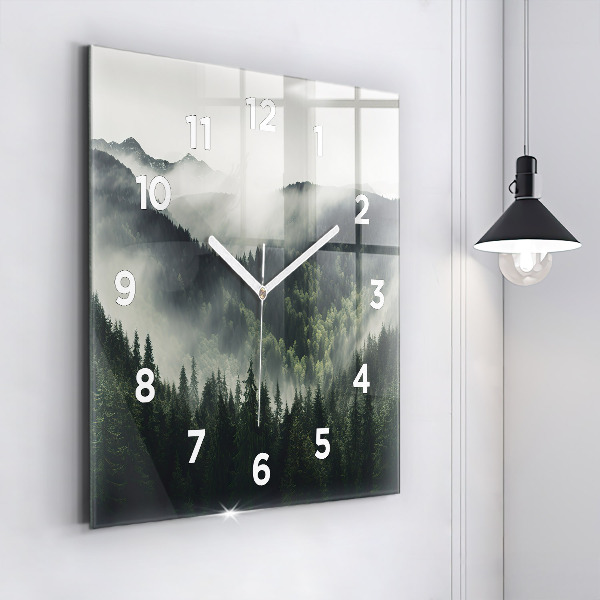 Horloge murale carrée Paysage forestier