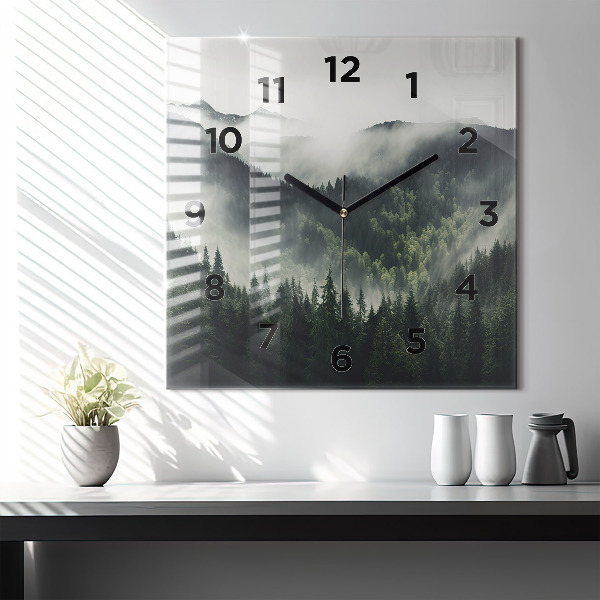 Horloge murale carrée Paysage forestier