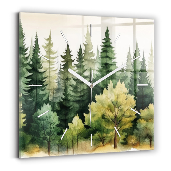 Horloge murale carrée Paysage forestier