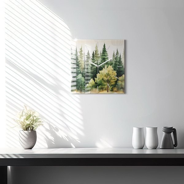 Horloge murale carrée Paysage forestier