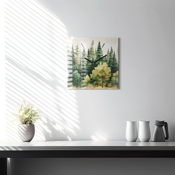Horloge murale carrée Paysage forestier