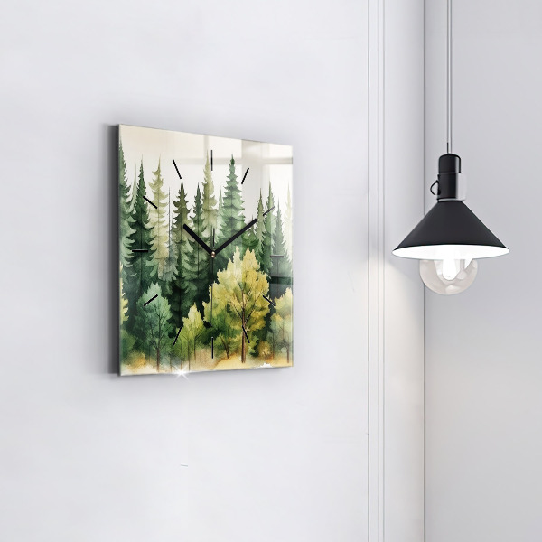 Horloge murale carrée Paysage forestier