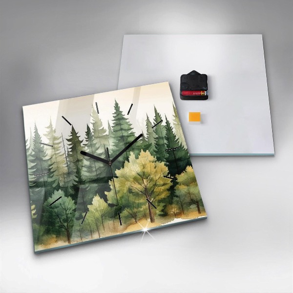 Horloge murale carrée Paysage forestier