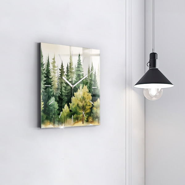 Horloge murale carrée Paysage forestier