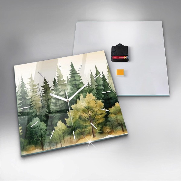 Horloge murale carrée Paysage forestier