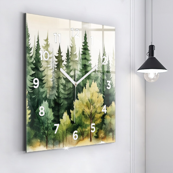 Horloge murale carrée Paysage forestier