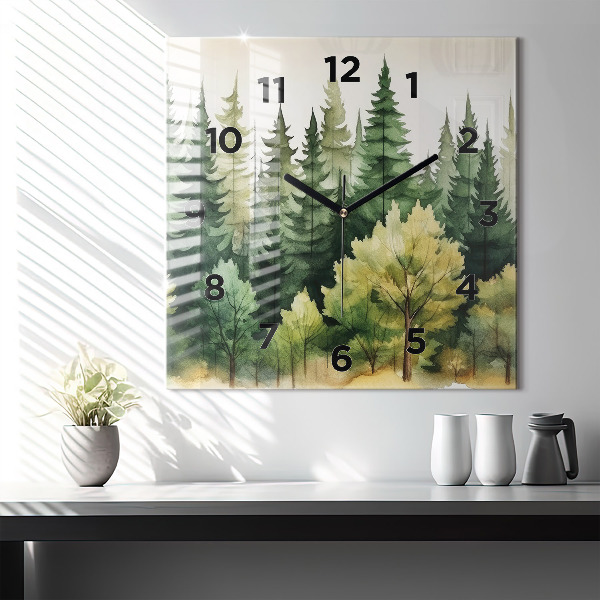 Horloge murale carrée Paysage forestier