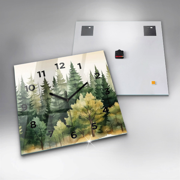 Horloge murale carrée Paysage forestier