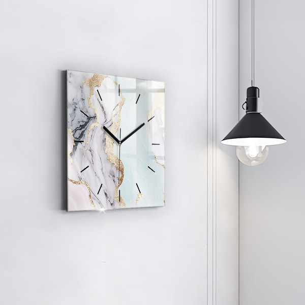 Horloge murale carrée Marbre pastel