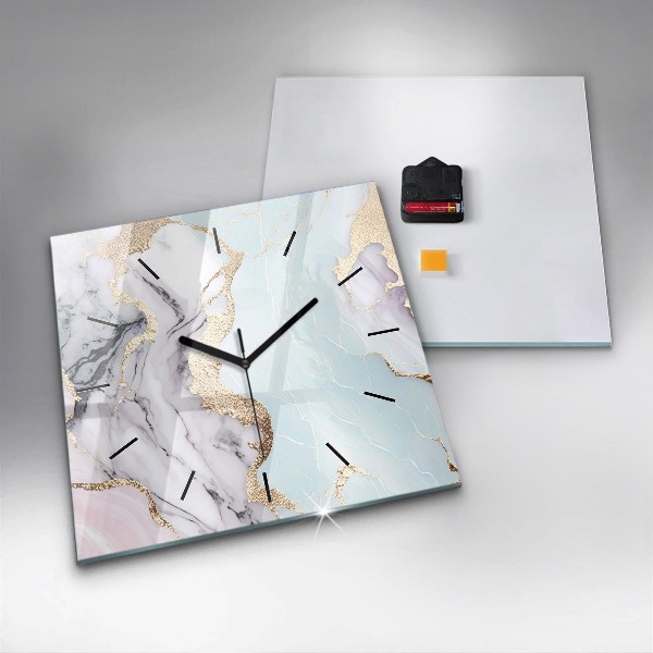 Horloge murale carrée Marbre pastel