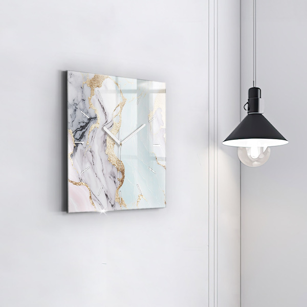 Horloge murale carrée Marbre pastel