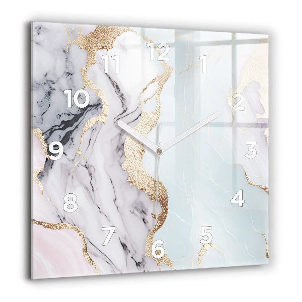 Horloge murale carrée Marbre pastel