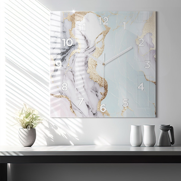 Horloge murale carrée Marbre pastel