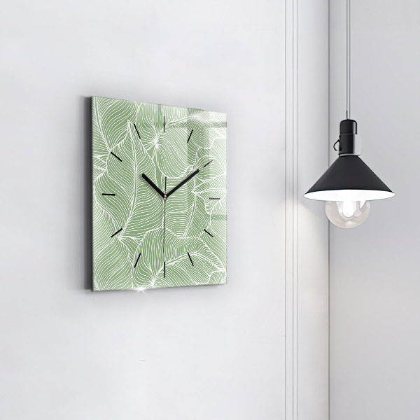 Horloge murale carrée Motif de feuilles naturelles