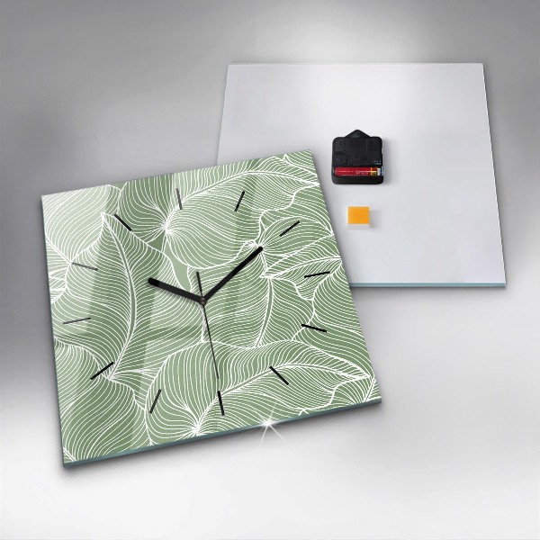 Horloge murale carrée Motif de feuilles naturelles