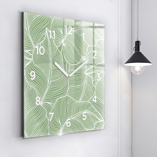 Horloge murale carrée Motif de feuilles naturelles
