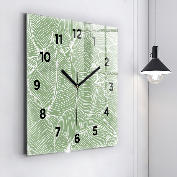 Horloge murale carrée Motif de feuilles naturelles