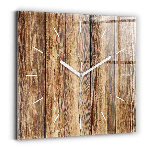 Horloge murale carrée planches de bois