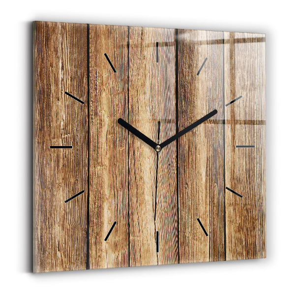 Horloge murale carrée planches de bois