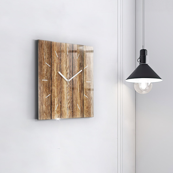 Horloge murale carrée planches de bois