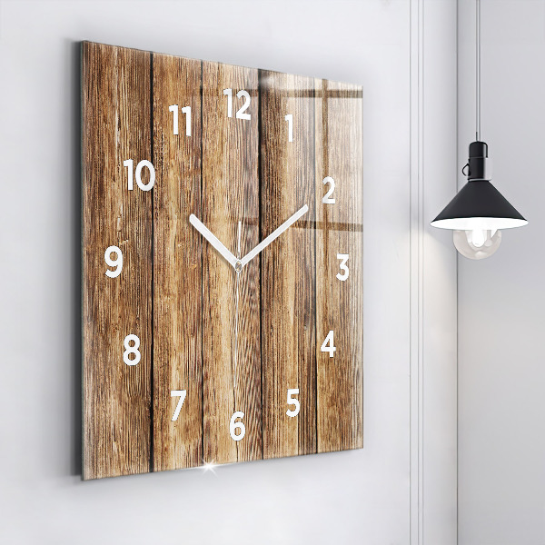 Horloge murale carrée planches de bois