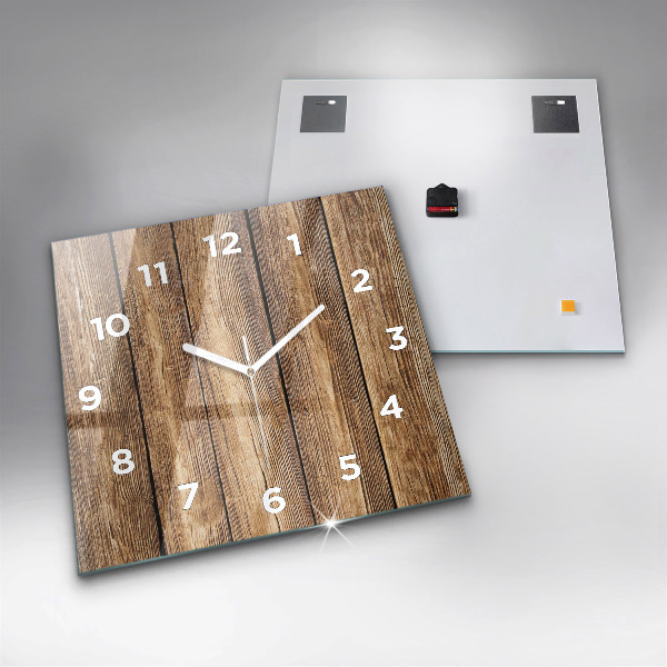 Horloge murale carrée planches de bois