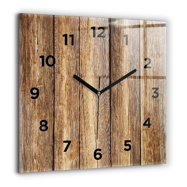 Horloge murale carrée planches de bois