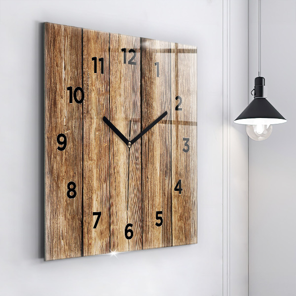 Horloge murale carrée planches de bois
