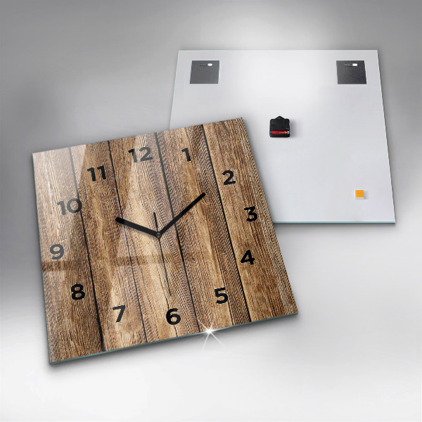 Horloge murale carrée planches de bois