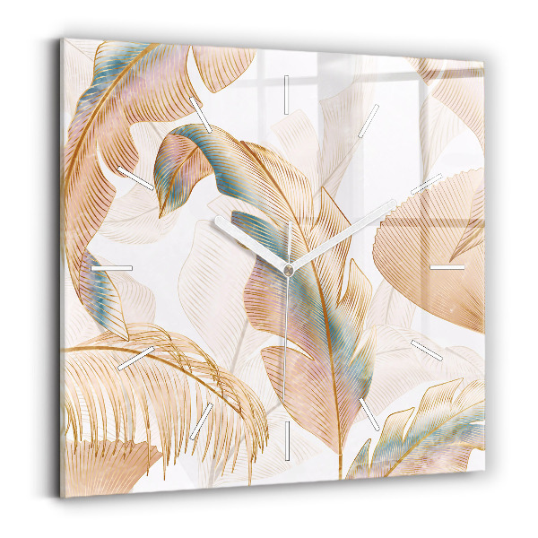 Horloge murale carrée Motif de feuille naturelle