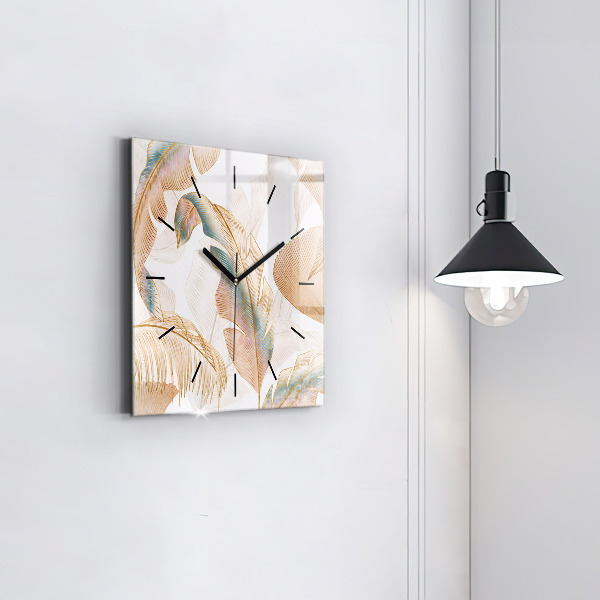 Horloge murale carrée Motif de feuille naturelle