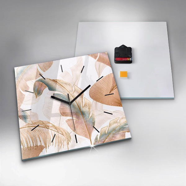 Horloge murale carrée Motif de feuille naturelle