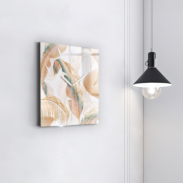 Horloge murale carrée Motif de feuille naturelle