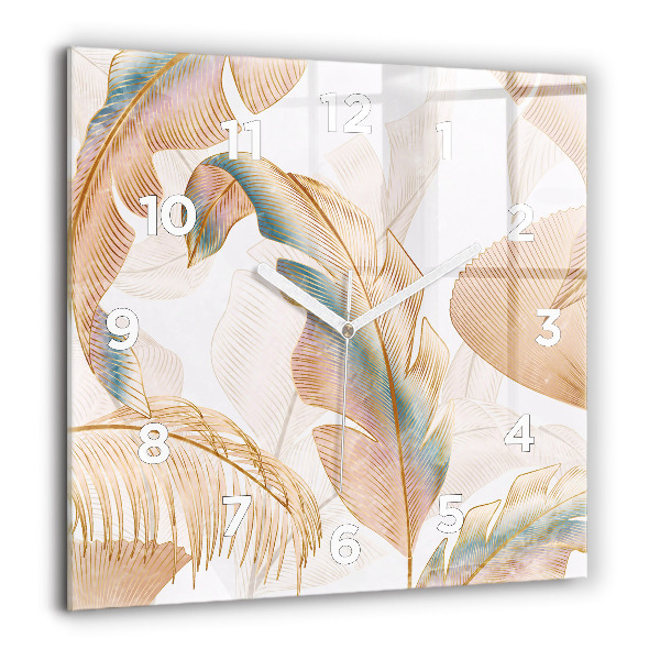 Horloge murale carrée Motif de feuille naturelle