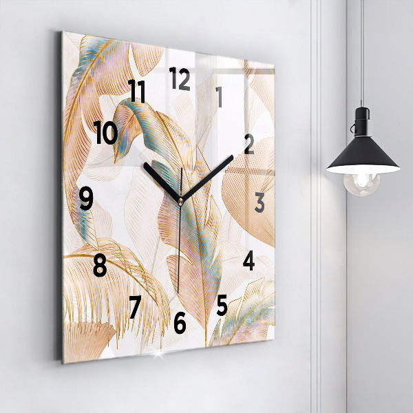 Horloge murale carrée Motif de feuille naturelle