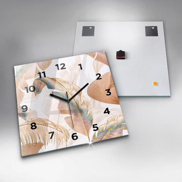 Horloge murale carrée Motif de feuille naturelle