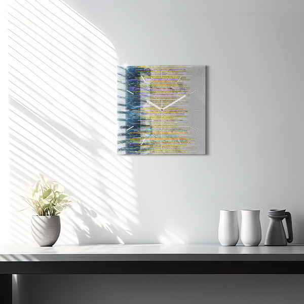 Horloge murale carrée Motif décoratif et or