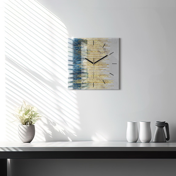 Horloge murale carrée Motif décoratif et or