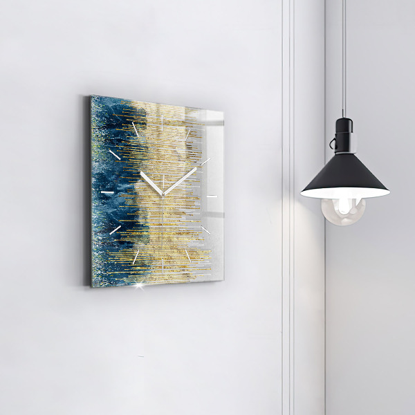 Horloge murale carrée Motif décoratif et or