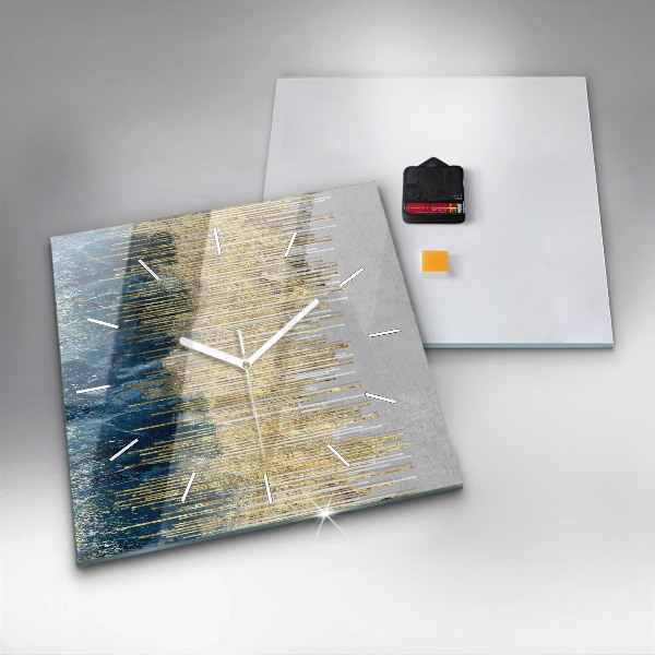 Horloge murale carrée Motif décoratif et or