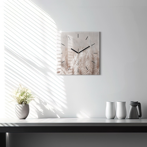 Horloge murale carrée Feuilles tropicales bohèmes