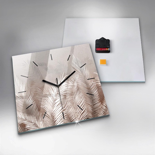 Horloge murale carrée Feuilles tropicales bohèmes