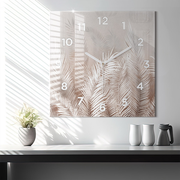 Horloge murale carrée Feuilles tropicales bohèmes