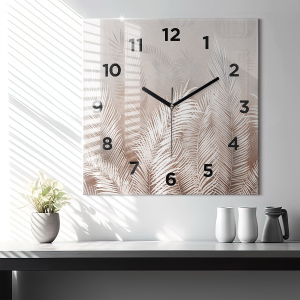 Horloge murale carrée Feuilles tropicales bohèmes